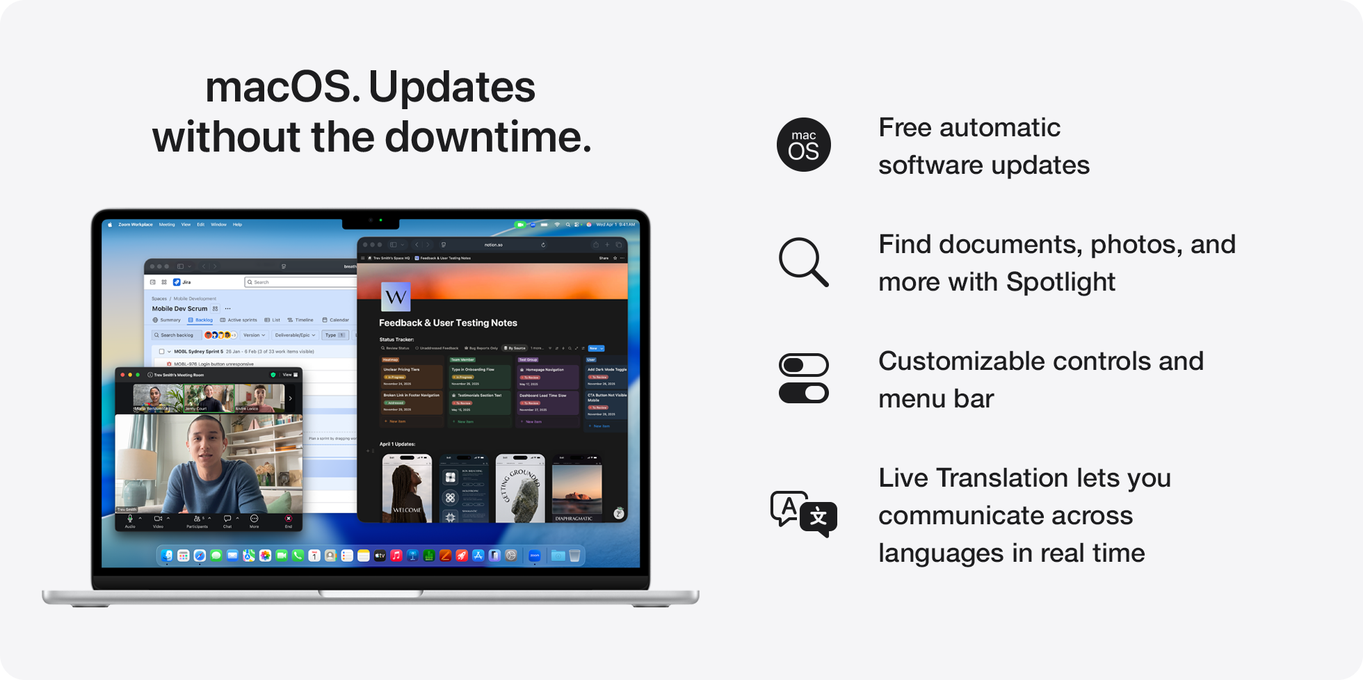 macOS. Updates without the downtime.