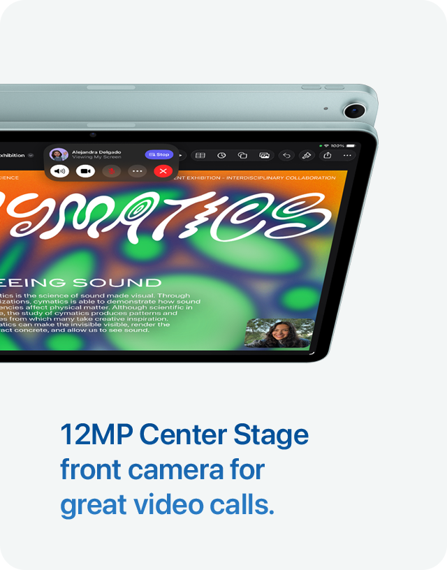 12MP Center Stage front camera for great video calls.